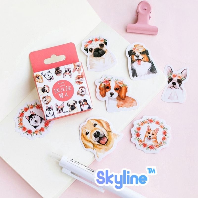 

Sticker Kiss Cut Scrap Book Journal Dengan Motif Cutie Doggy Isi 45Pcs