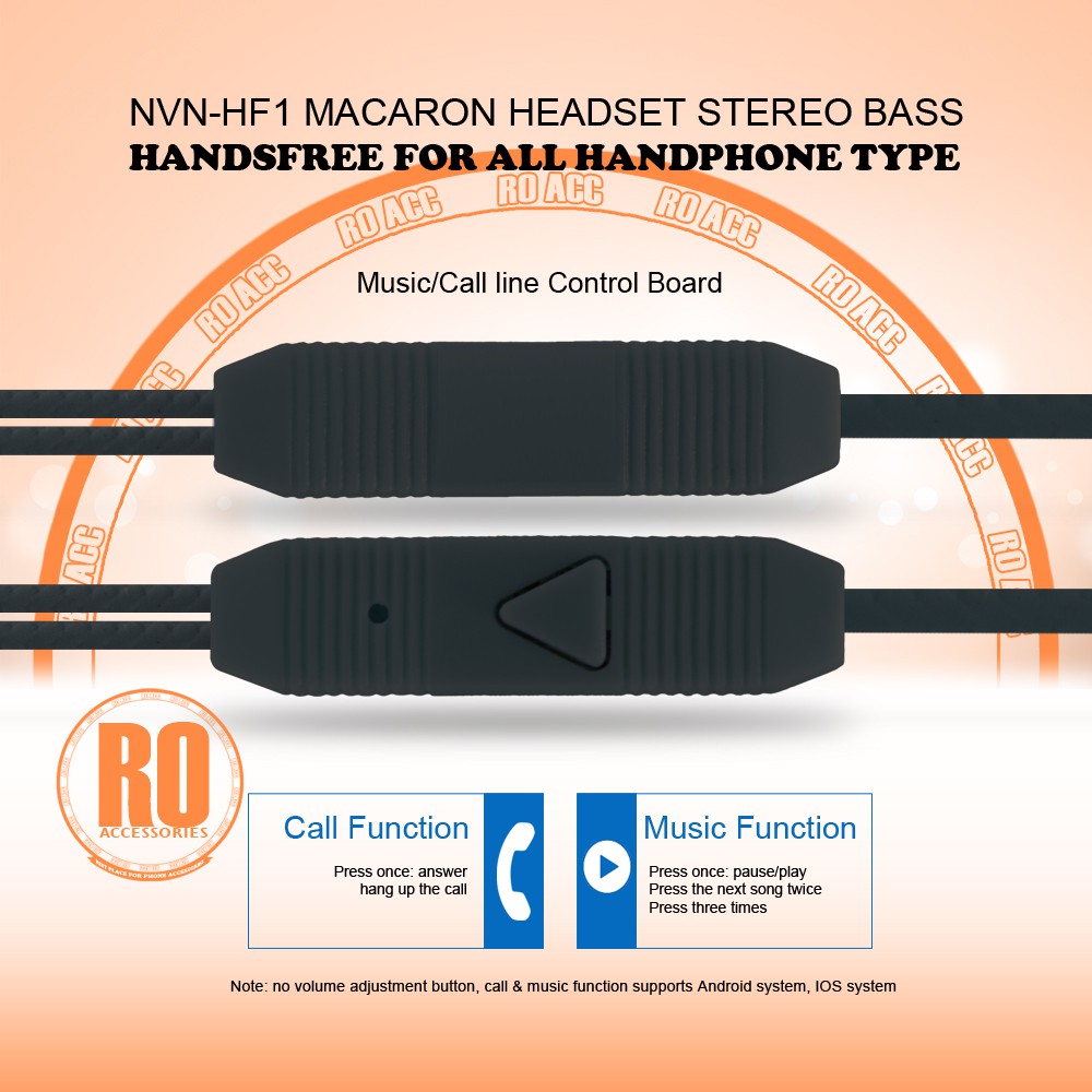 [RO ACC] NVN-HF1 MACARON HEADSET STEREO BASS HANDSFREE ALL TIPE HP