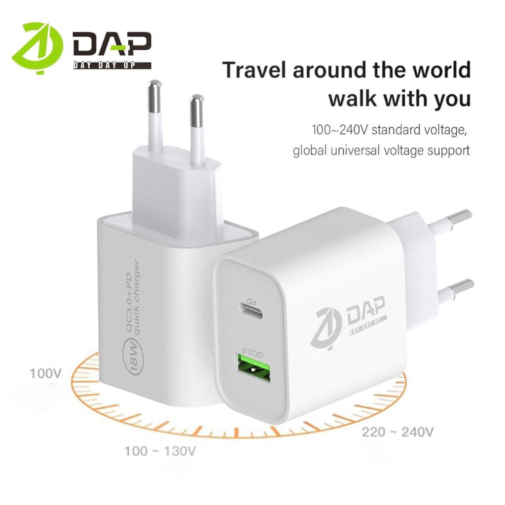 (DAP) D-AP5N Charger Power Super 18W Quick Charge PD+QC3.0 POWER DELIVERY 3A DAP CHARGER