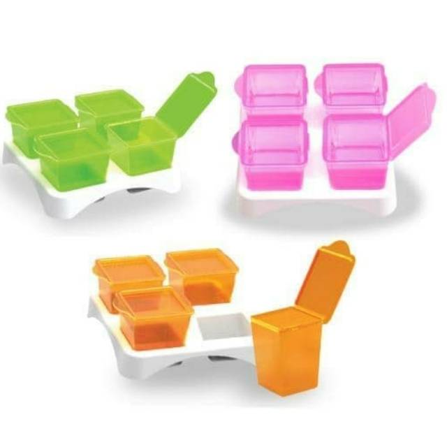 Babysafe Multifood Container 4x50ml + 1 Tray Baby Cubes Freezer Cup MPASI