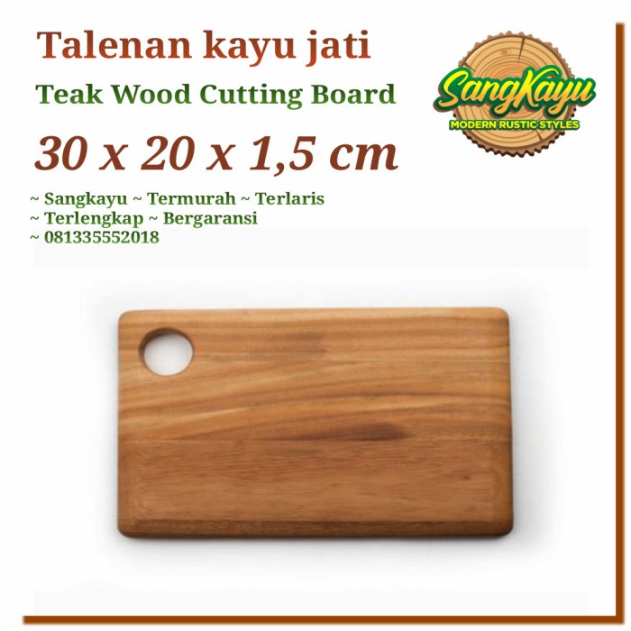 Talenan kayu jati asli 30x20cm talenan cutting board Chopping board