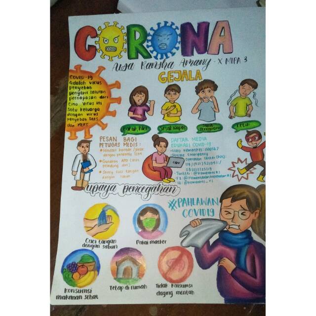Poster Manual Handmade A3 A4 Corona Covid 19 Lingkungan Untuk Tugas Sekolah Shopee Indonesia