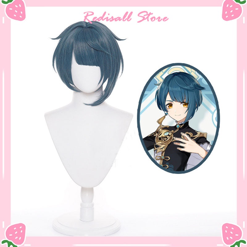 PREORDER Genshin Impact Xingqiu Xing Qiu Wig Cosplay Short Blue Heat Resistant Synthetic Hair Adult 