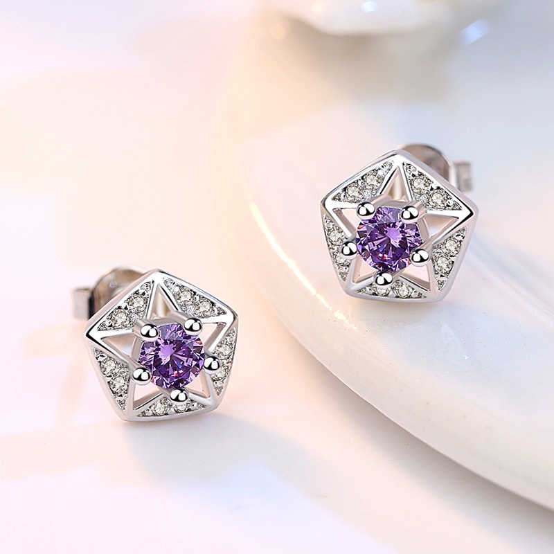 925 Perak Anting Anting Wanita Perhiasan Fashion bintang berujung lima alami/Subang Telinga anting perempuan