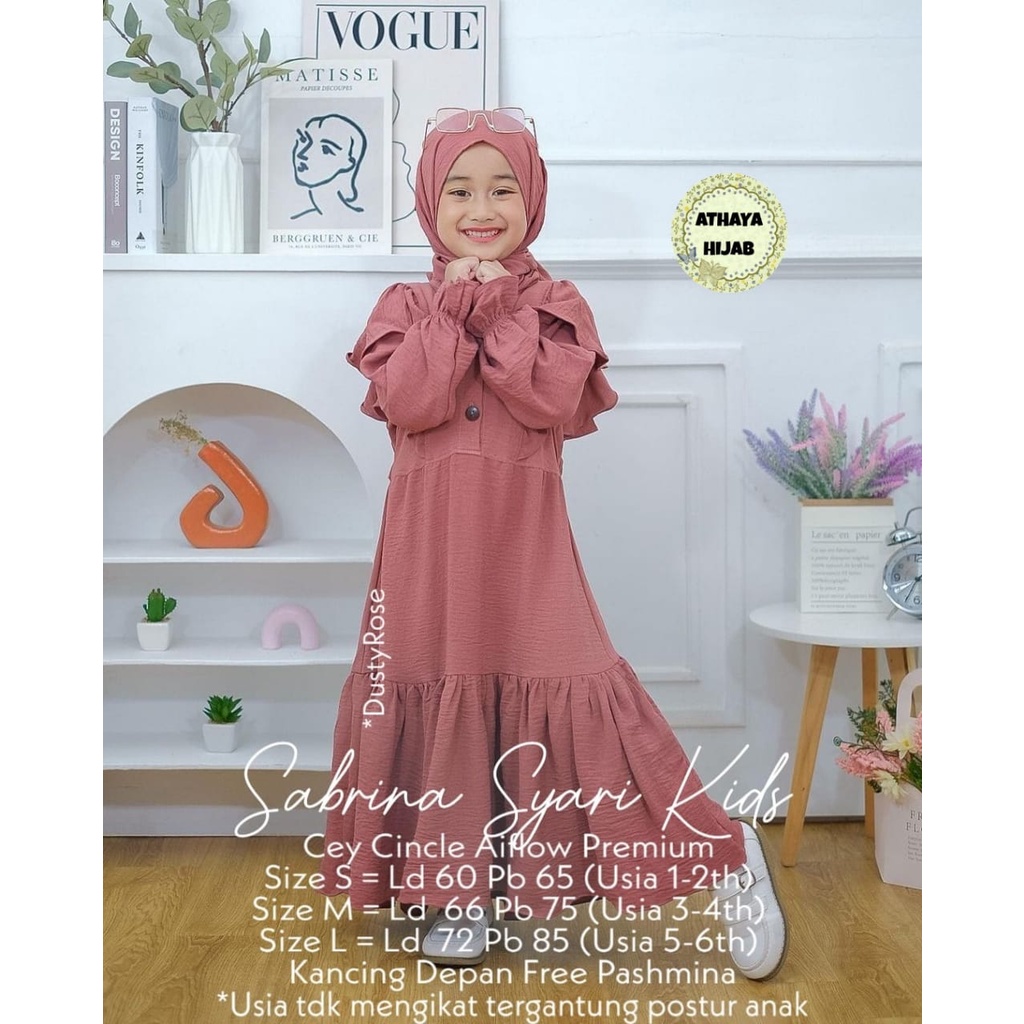 SABRINA GAMIS SYARI DRESS KIDS / ANAK ORIGINAL ATHAYA