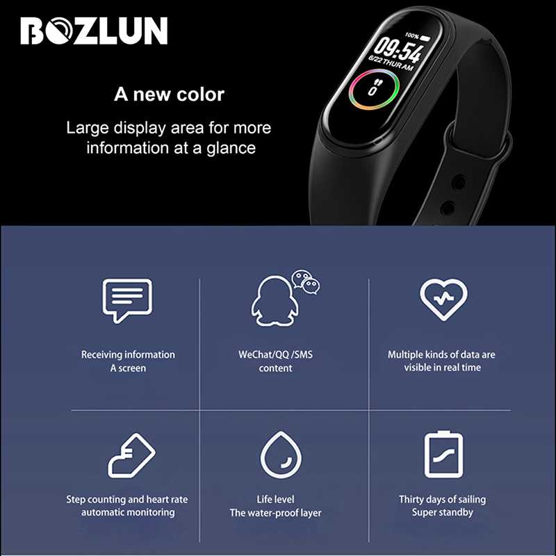 SKMEI Smartwatch Jam Tangan Pintar LED Bluetooth Heartrate Monitor M4