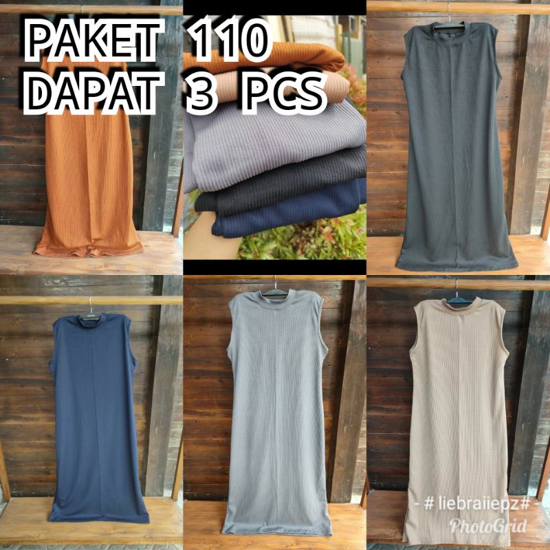 paket hemat 100 ribu dapat 3 pcs baju inner dress span bahan knit rajut yang lagi viral tahun 2022