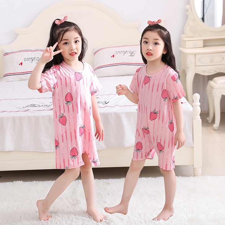 Baju Rumah Baju Tidur Anak Perempuan Motif Strobery Baju Anak Import 3-10 thn