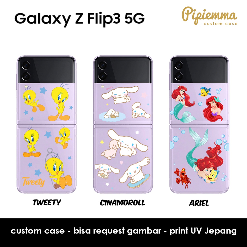 Casing Galaxy Z Flip 3 Samsung Hardcase Custom Gambar Anti Kuning Casing Bening Clear Hard