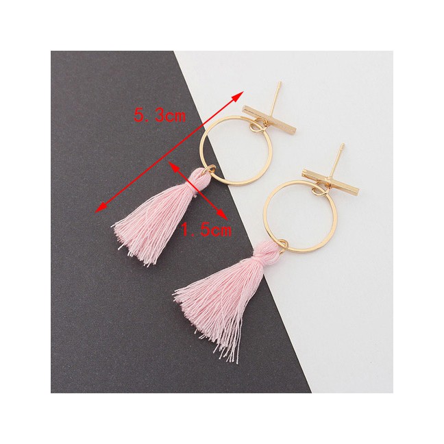 LRC Anting Tusuk Elegant Tassel Decorated Circular Ring Shape Y5800X