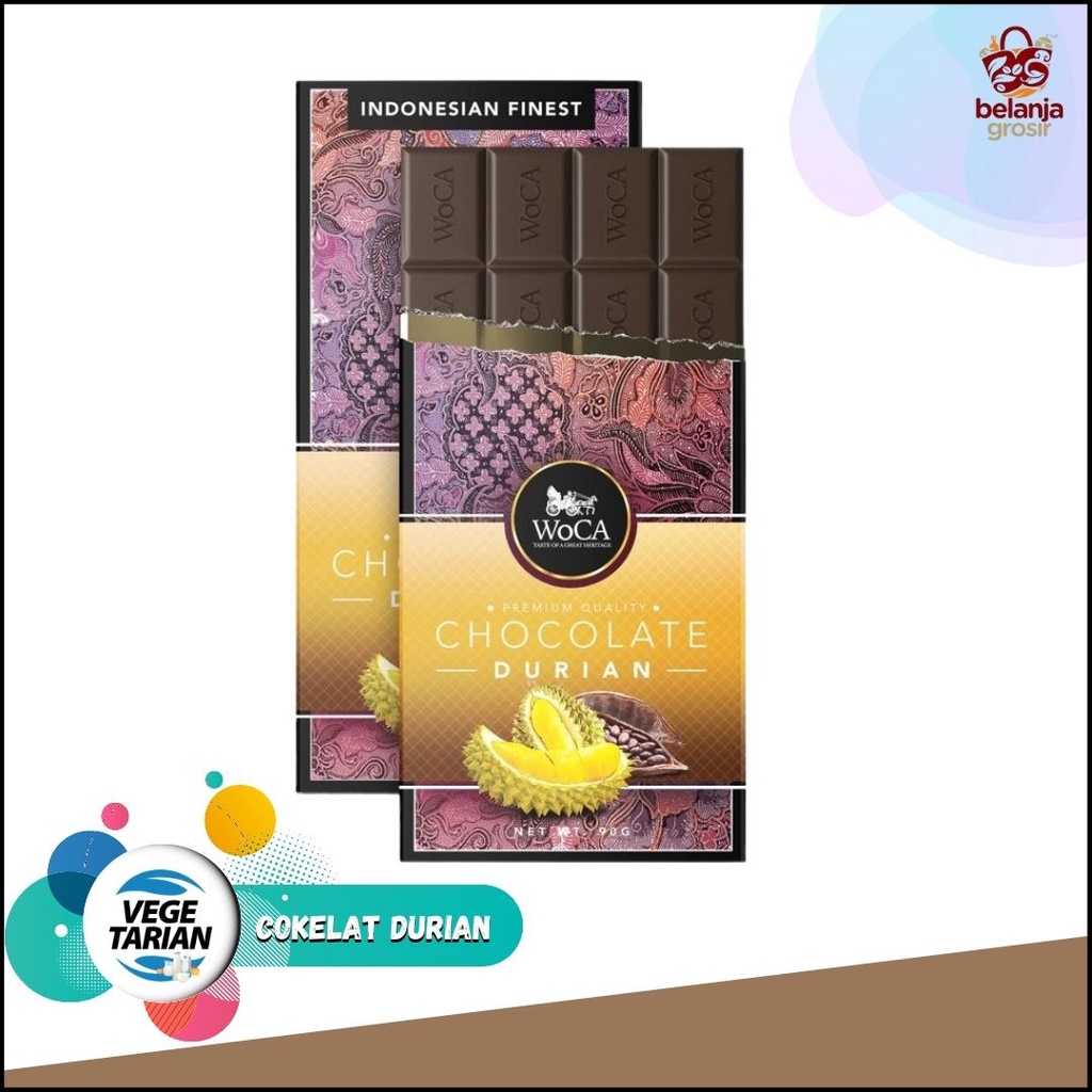 

WoCA Premium Chocolate Bar - Cokelat Batang Rasa Durian - 90 gram