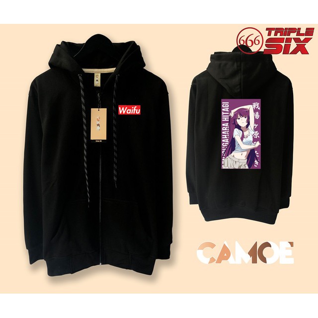 Jaket Hoodie Zipper Anime Hitagi Senjougahara Bakemonogatari
