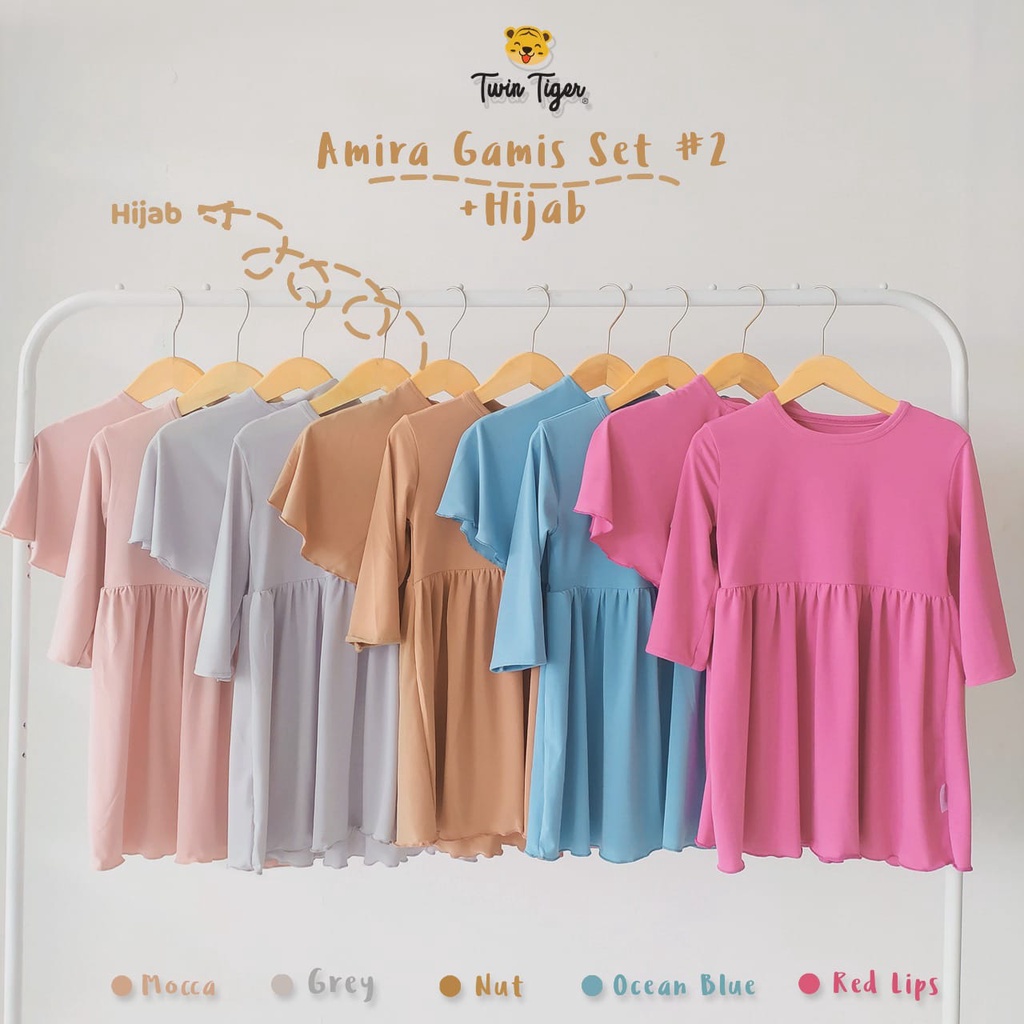 Twin Tiger Amira Gamis Set Dress + Hijab Baju Gamis Anak Perempuan 0-6 Tahun