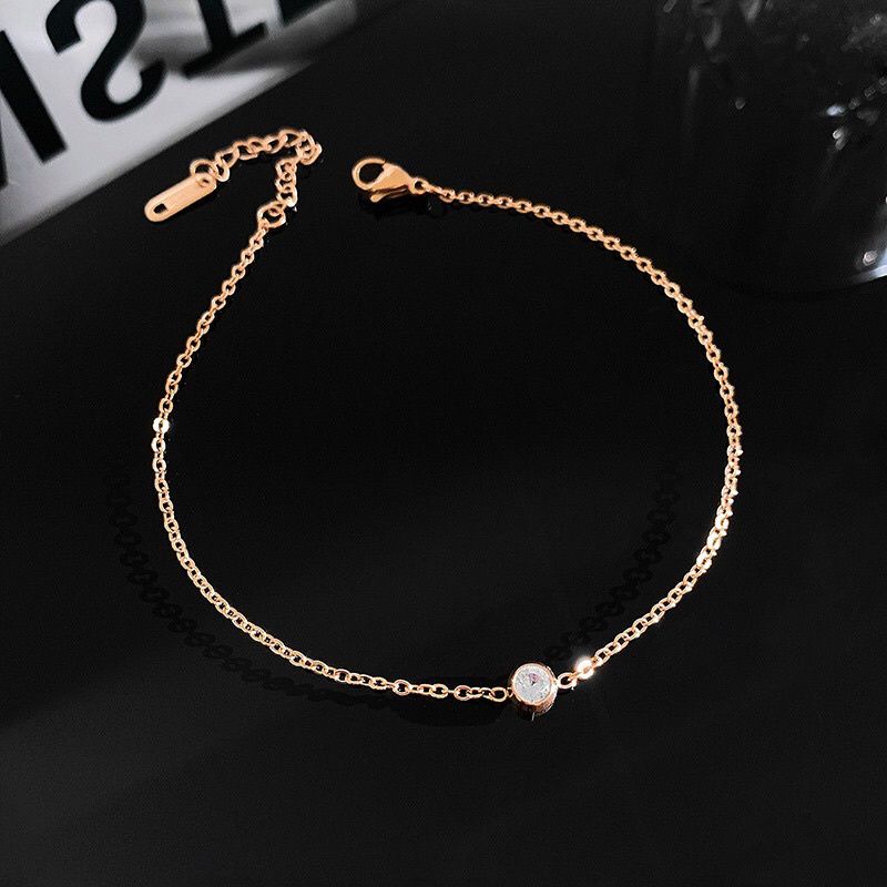 Gelang Kaki Titanium Diamond Rosegold Wanita Korea Anti Karatan