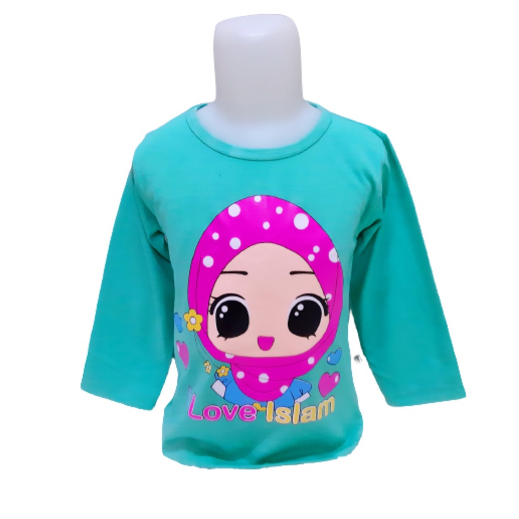 kaos lengan panjang anak perempuan muslimah umur 1-12tahun 012