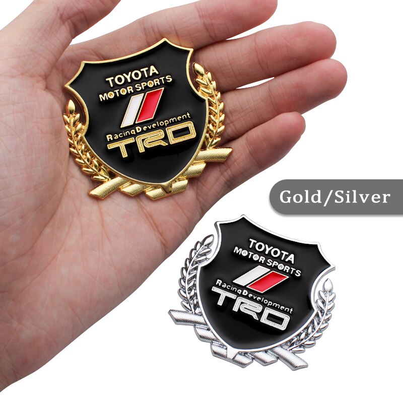 2pcs Stiker Emblem / Badge Metal 3D Untuk Dekorasi Mobil Toyota TRD Rush Vios Yaris RAV4 Etion Fortuner