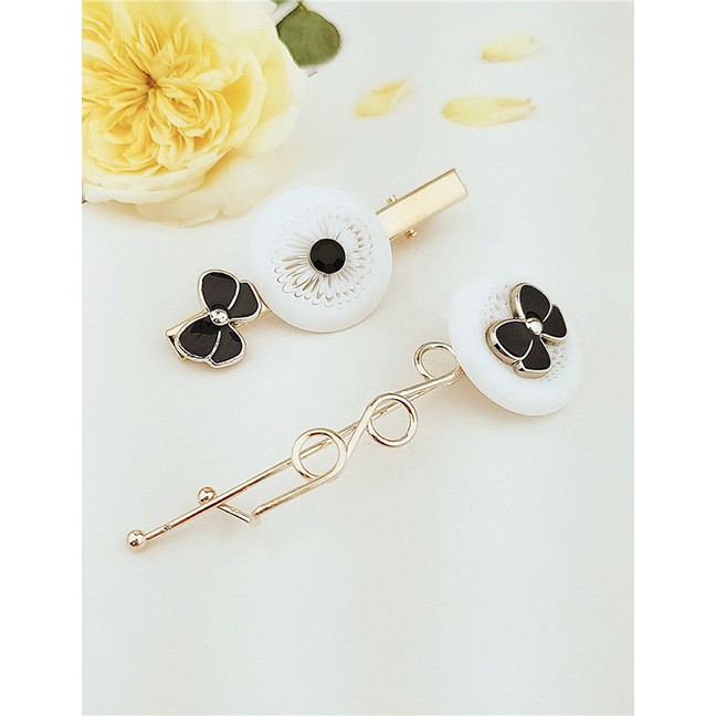 LRC Jepit Rambut Fashion Gold Alloy Acrylic Hair Clip Set F62023