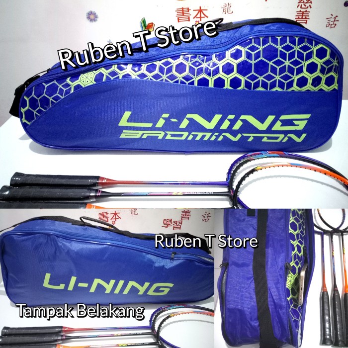 Tas Raket Badminton Lining Original 2 R Lapisan Thermo - Biru Murah