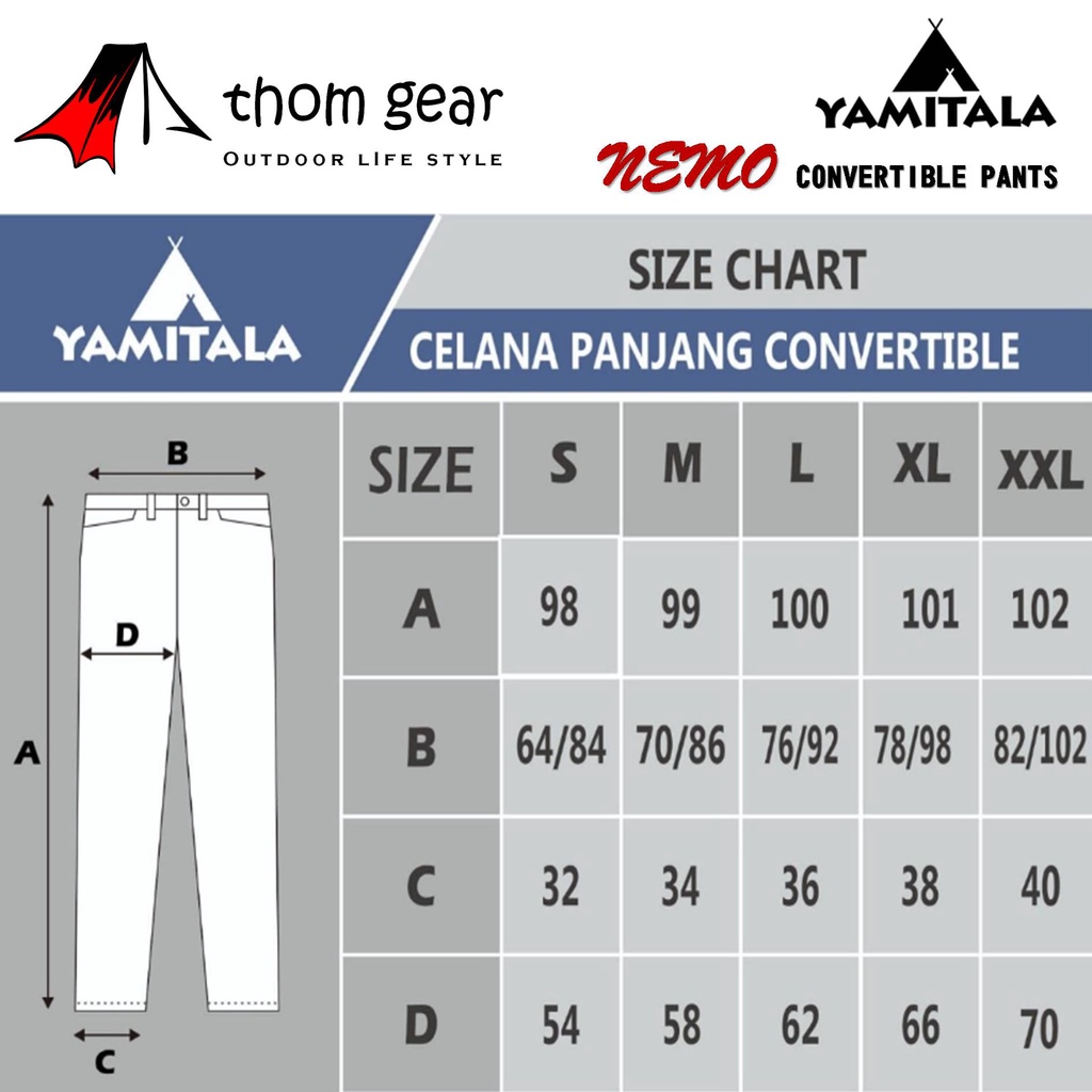 Thomgear Yamitala Nemo Convertible Pants Celana Panjang Gunung Outdoor Hiking Sambung Pria Wanita Dewasa Quickdry Stretch Elastis