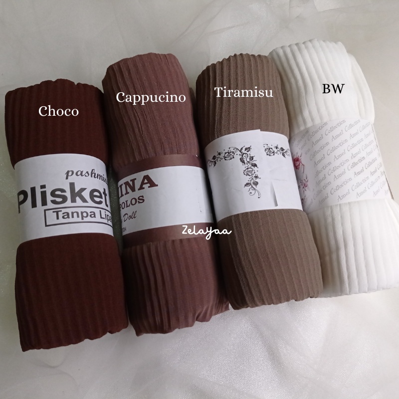 Pashmina Plisket Premium Ceruty Babydoll Tanpa Garis Tengah | Hijab Prisket Lidi