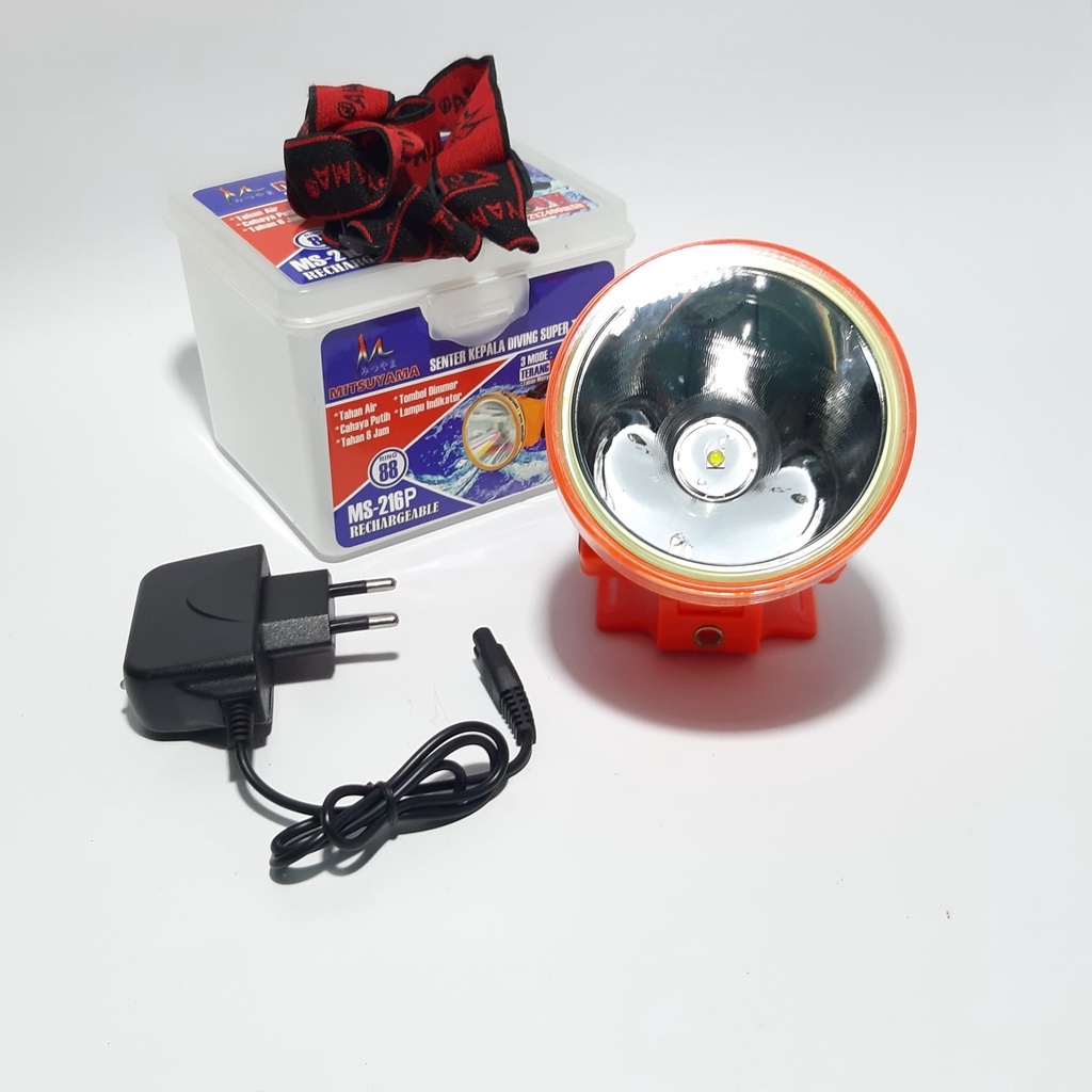 Terlaris Tahan Air Senter Kepala LED 80 Watt Ring-88 Super Terang MS-216P