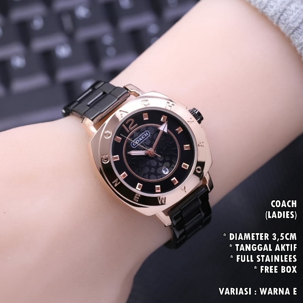 JAM TANGAN WANITA FASHION RANTAI BODY BULAT TANGGAL AKTIF