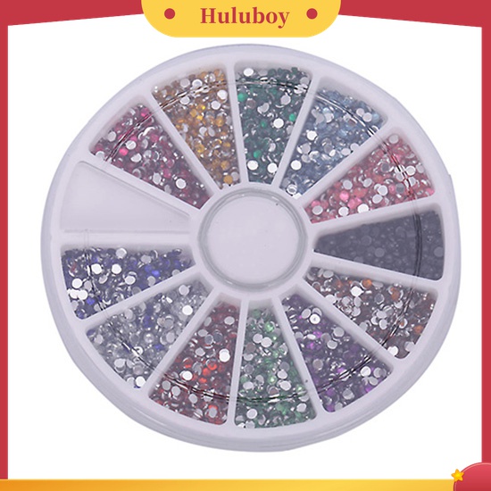 Huluboy Huluboy♡ 500pcs Berlian Imitasi Glitter Bulat 2.0mm 12 Warna Untuk Dekorasi Nail Art