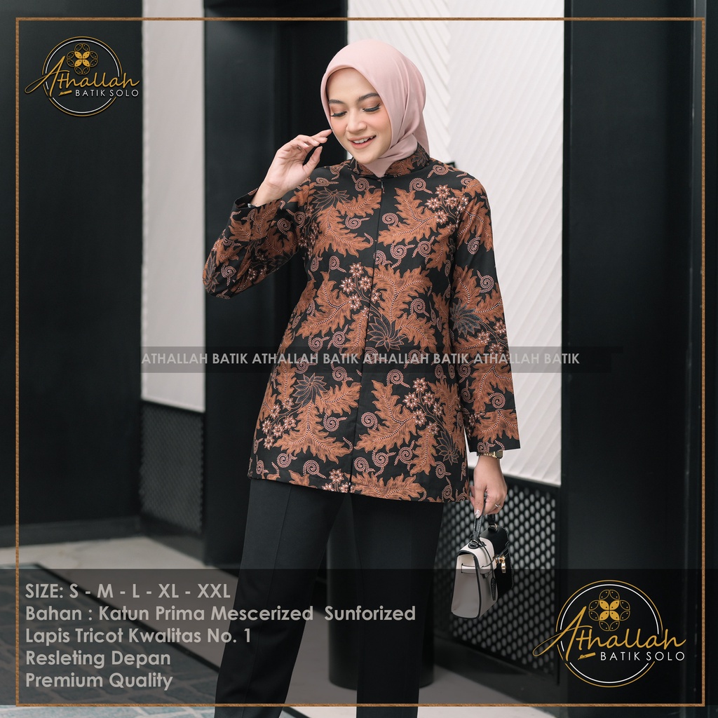 Athallah Batik Premium -  Nirmala Blouse Batik Kerja Kantor Wanita