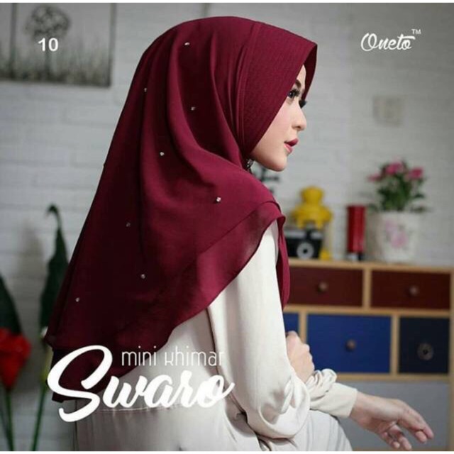 Khimar Ceruty 2 Layer Mini Swaro / Khimar Mutiara 2 lapis / Jilbab instan mutiara tabur