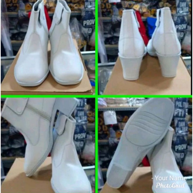 Sepatu PDH Wanita Putih Resleting