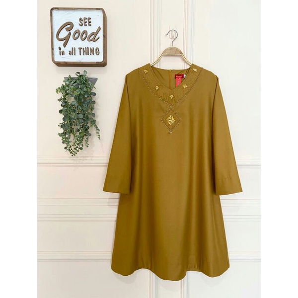 Tunik batu payet ori by kamari WHITE GREY BLACK ARMY LILAC MUSTARD tunic wanita bahan toyobo mewah