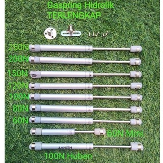 Gaspring Hidrolik TERLENGKAP 60N Mini, 60N, 80N, 100N, 100N Huben,  120N, 150N, 200N, 250N