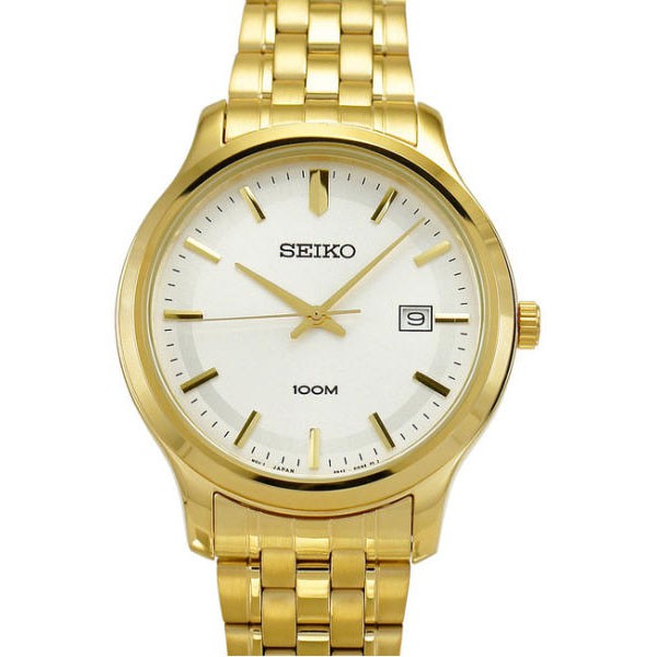 Seiko Quartz SUR148P1 Gold Plated Bracelet | Jam Tangan Pria SUR148