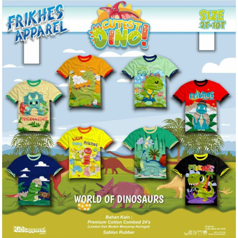 Kaos Anak FRIKHES Apparel motif World Of Dinosaurus