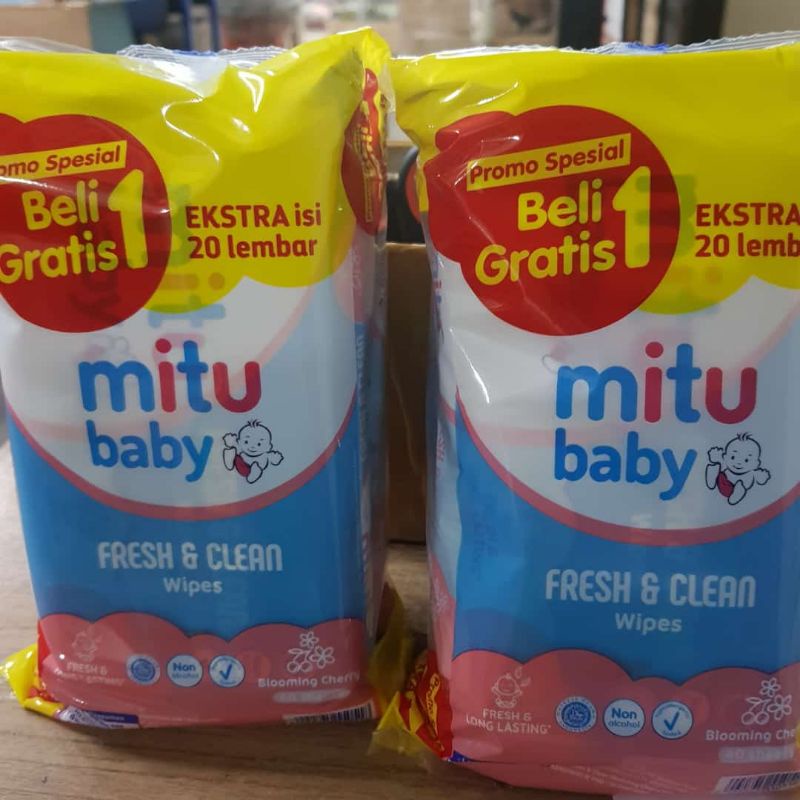 Mitu Tissue Tisu Baby Wipes Basah buy 1 get 1