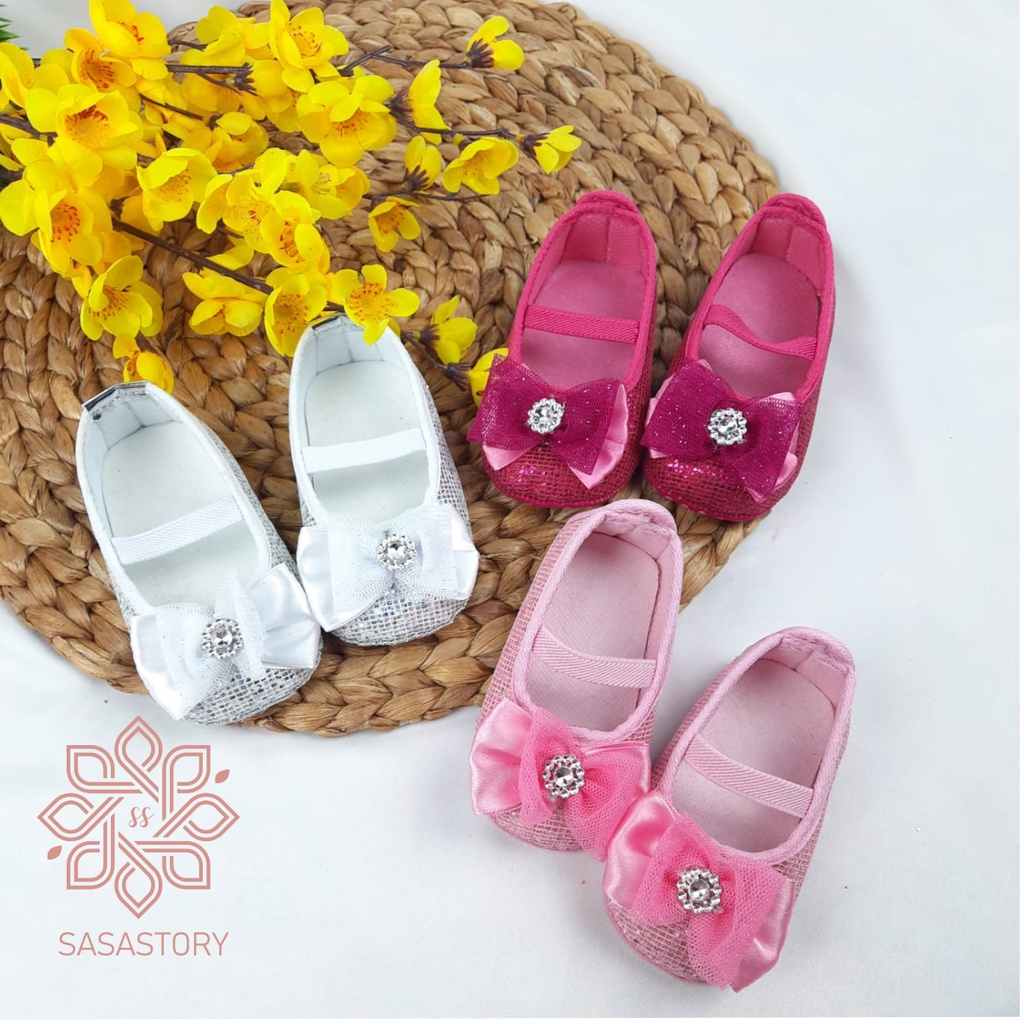 SEPATU PREWALKER BABY BAYI 0-12 BULAN GEL MANIK BLING-BLING FP05