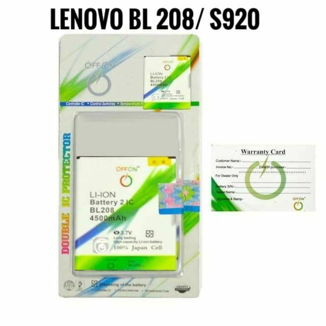 Baterai Batre Double Power OFFON Lenovo BL208 S920 Battery Lenovo BL 208 S920