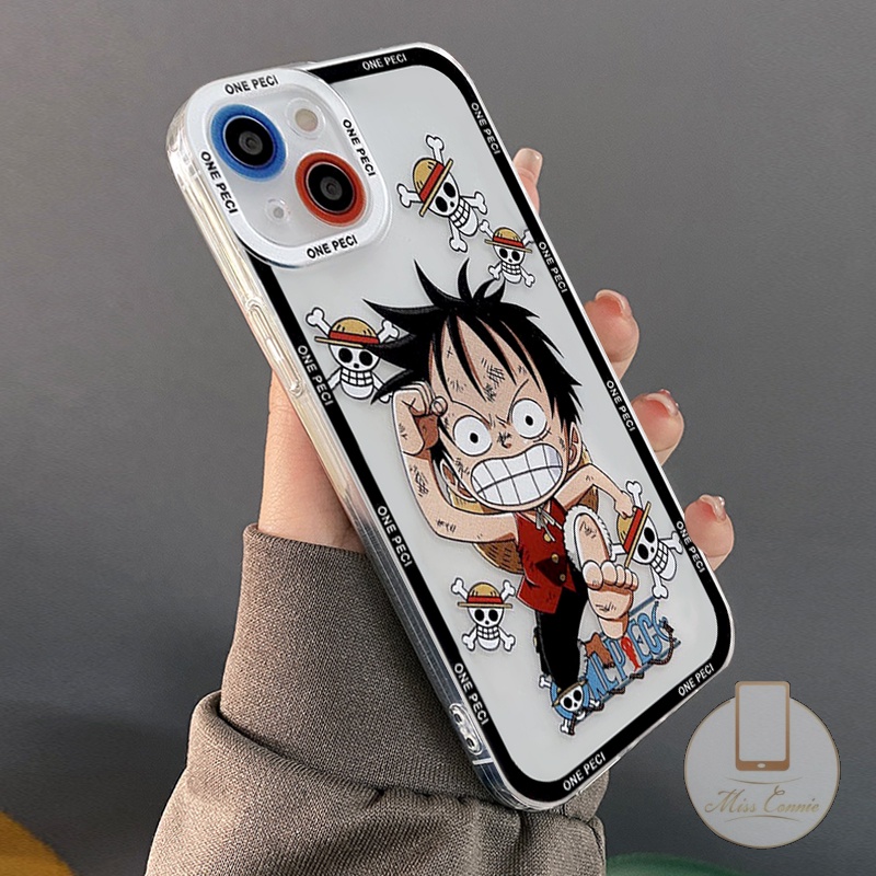 IPHONE Kartun One Piece Casing Ponsel Kompatibel Untuk Iphone13 11 12 14 Pro Max6 6S 7 8 Plus XR X XS MAX SE 2020lucu Trendi Anime Luffy Transparan TPU Lembut Mata Malaikat Cover Pelindung