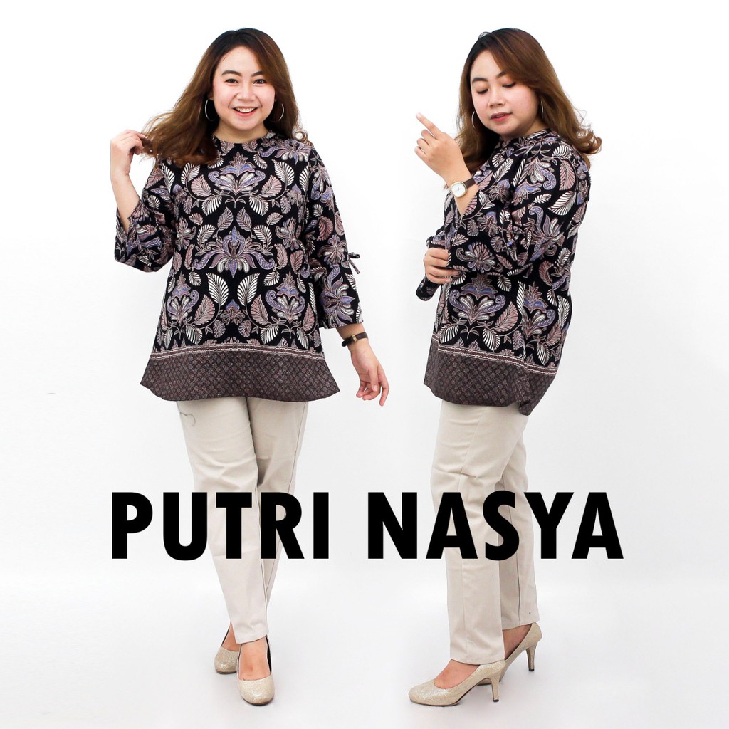 Atasan Batik Blouse Wanita Size Lengkap S-M-L-XL-XXL-3L-4L-5L Model Lengkap Seragam Batik