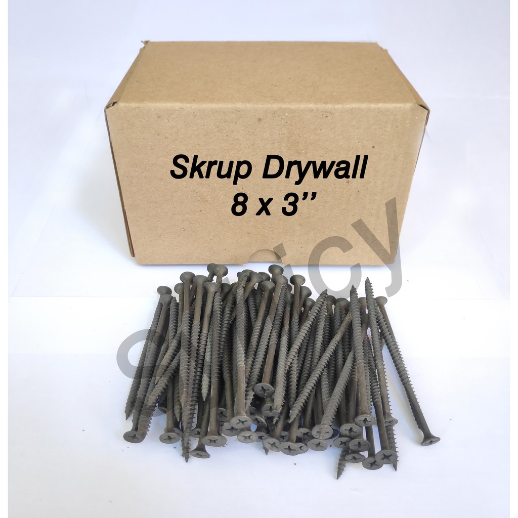 Skrup Hitam Gypsum 8x3&quot; (10 biji) / Sekrup Drywall Gipsun 7,5 cm