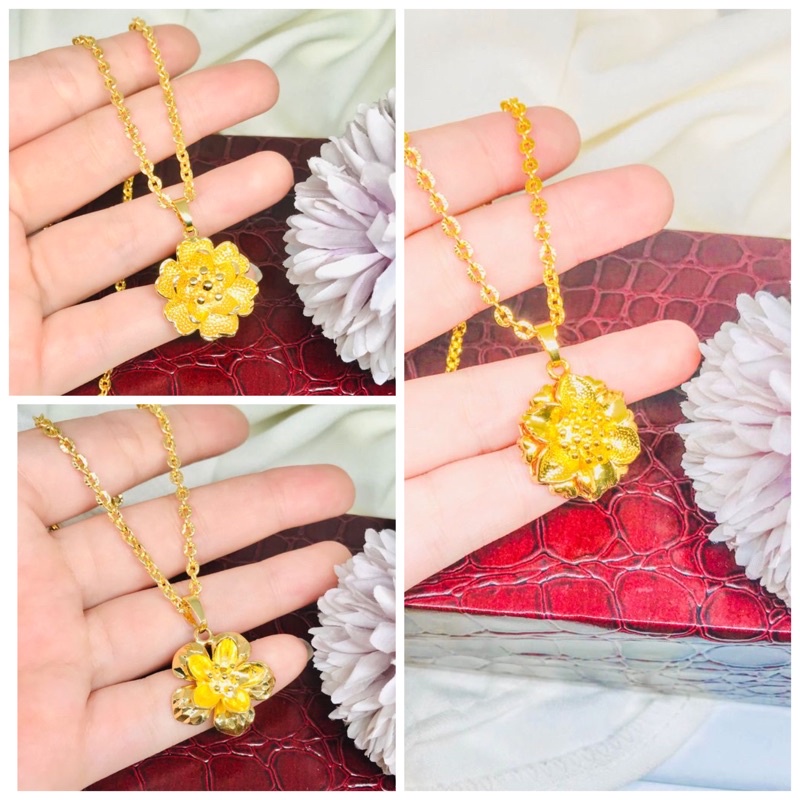 Kalung liontin bunga kendari lapis 24k Xuping