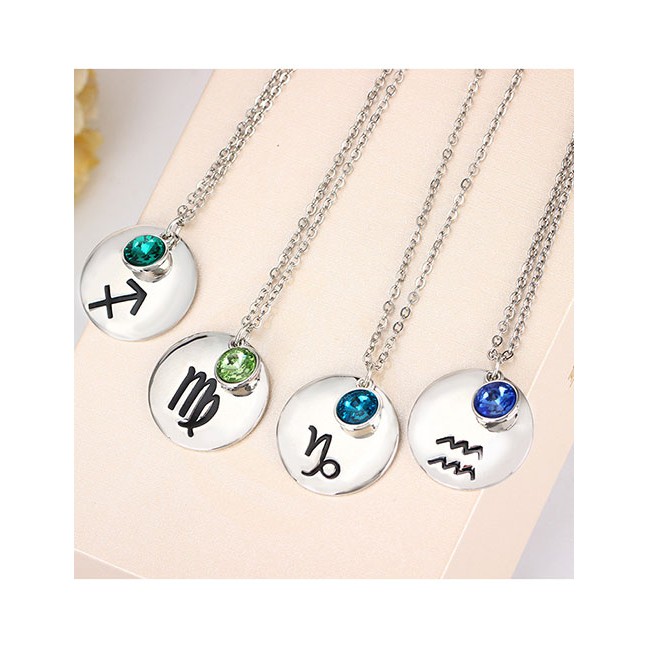 LRC Kalung Fashion + Big Red Diamond Constellation Lucky Birth Stone Stainless Steel Necklace D40194