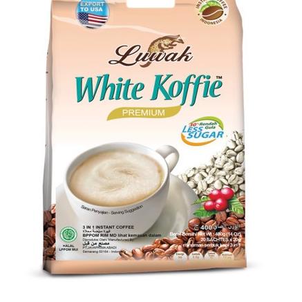 

NEW ARRIVAL !!! 9.9 LUWAK WHITE KOFFIE ORIGINAL LESS SUGAR BAG 20g isi 20 pcs [KODE 66]