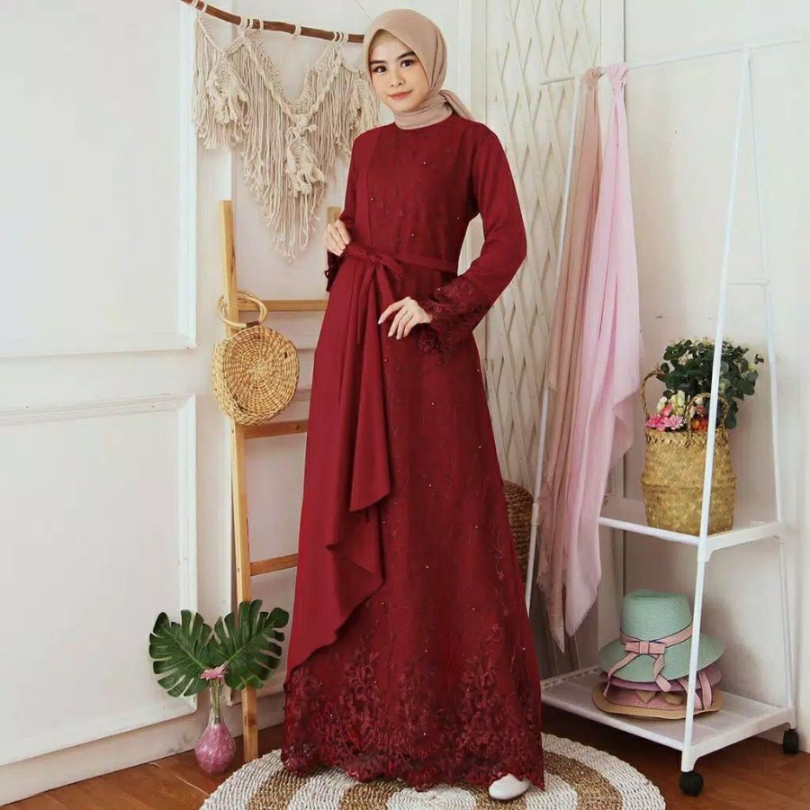 ABA agen baju GAMIS Ramadhani Ramadani Dress Gamis Putih Bordir L XXXL Jumbo Gamis Bordir Turki A1S4