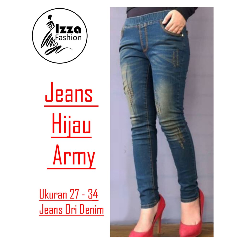 Jegging Jeans / Jegging Hijau Army / Celana Panjang Legging Jeans Murah