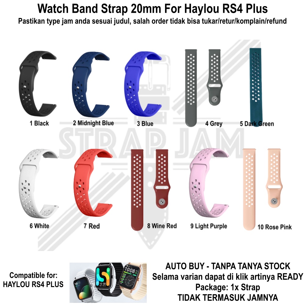 NIKE POLOS Strap Haylou RS4 Plus - Tali Jam Rubber Silikon 20mm Sporty Breathable