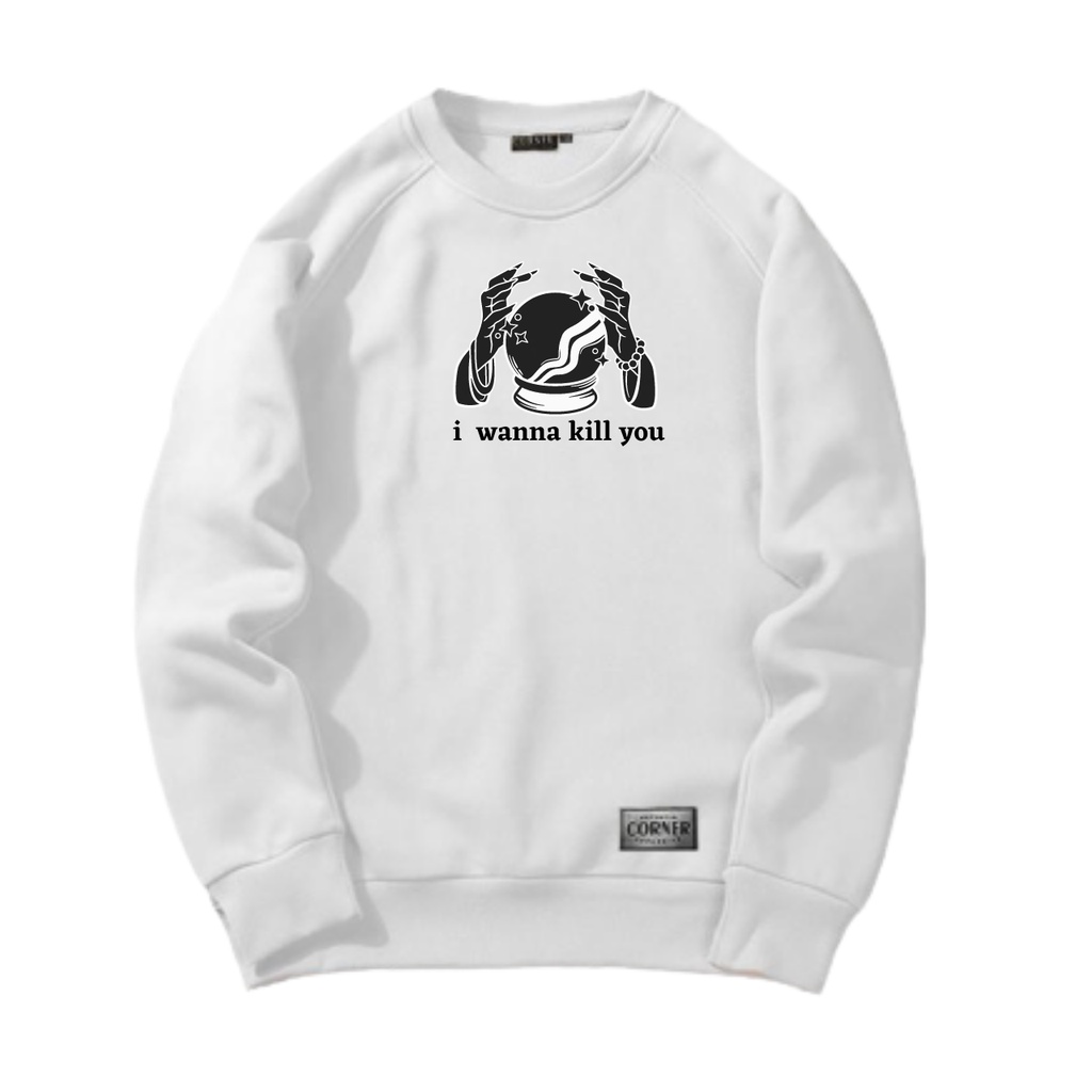 Crewneck Cut OVERSIZE PRIA CREWNECK I WANNA KILL YOU ALEEJOE65 CREAM,PUTIH,ABU,HITAM BISA COD BAYAR DI TEMPAT