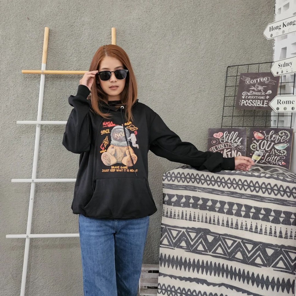 NASA TEDDY Hoodie Sweater Oversize - Outerwear Pria Wanita Terkini Korean Style