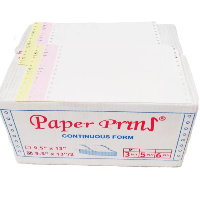 

Continuous Form 9.5 x 13/2 3ply Bagi 2 Paper pryns