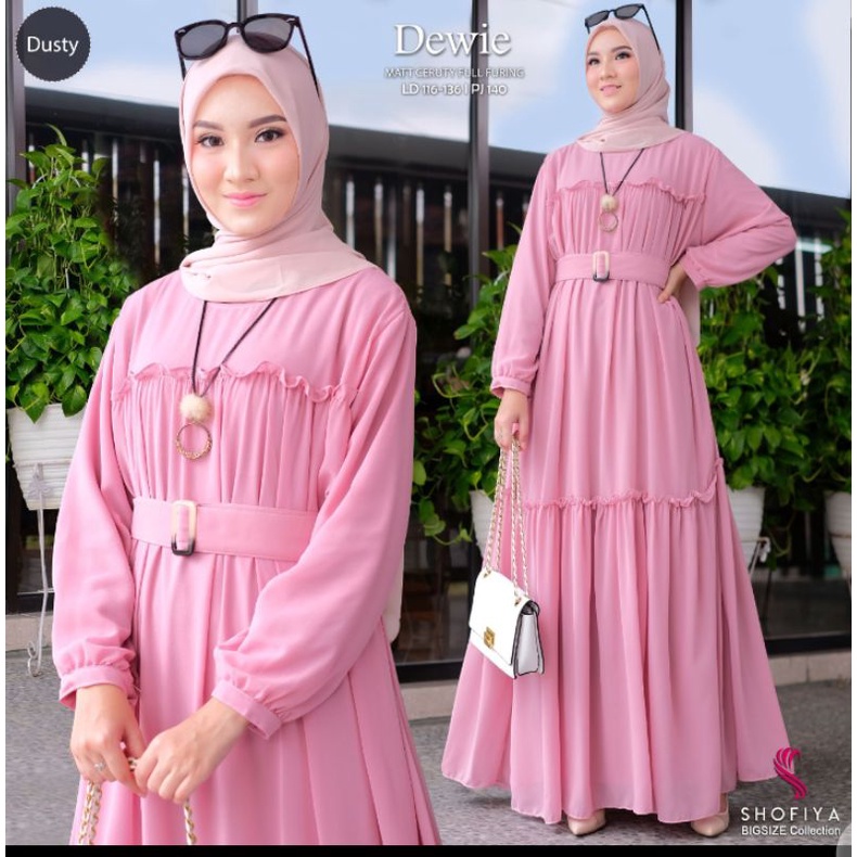 Dewie Ori by Shofiya jumbo dress LD 136 PB 140 gamis cerutii bigsize busui